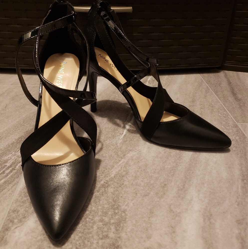 Nine West Black Strappy Heels